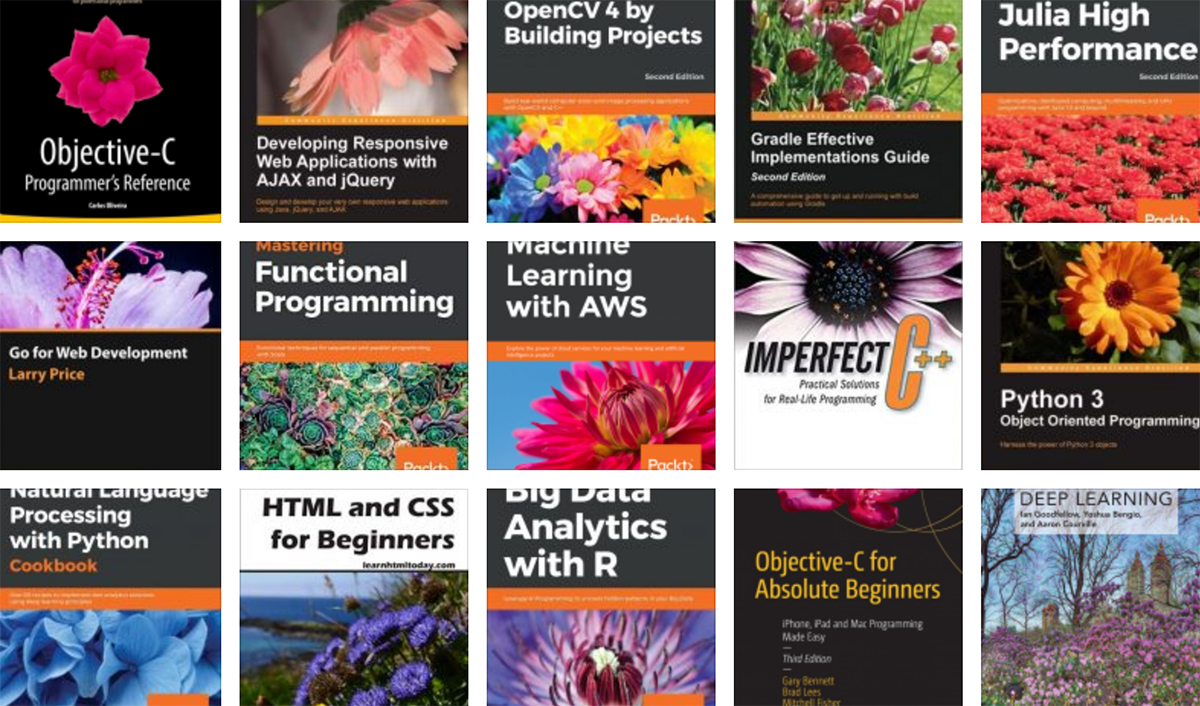 20 книги за програмиране с #Цветя на корицата